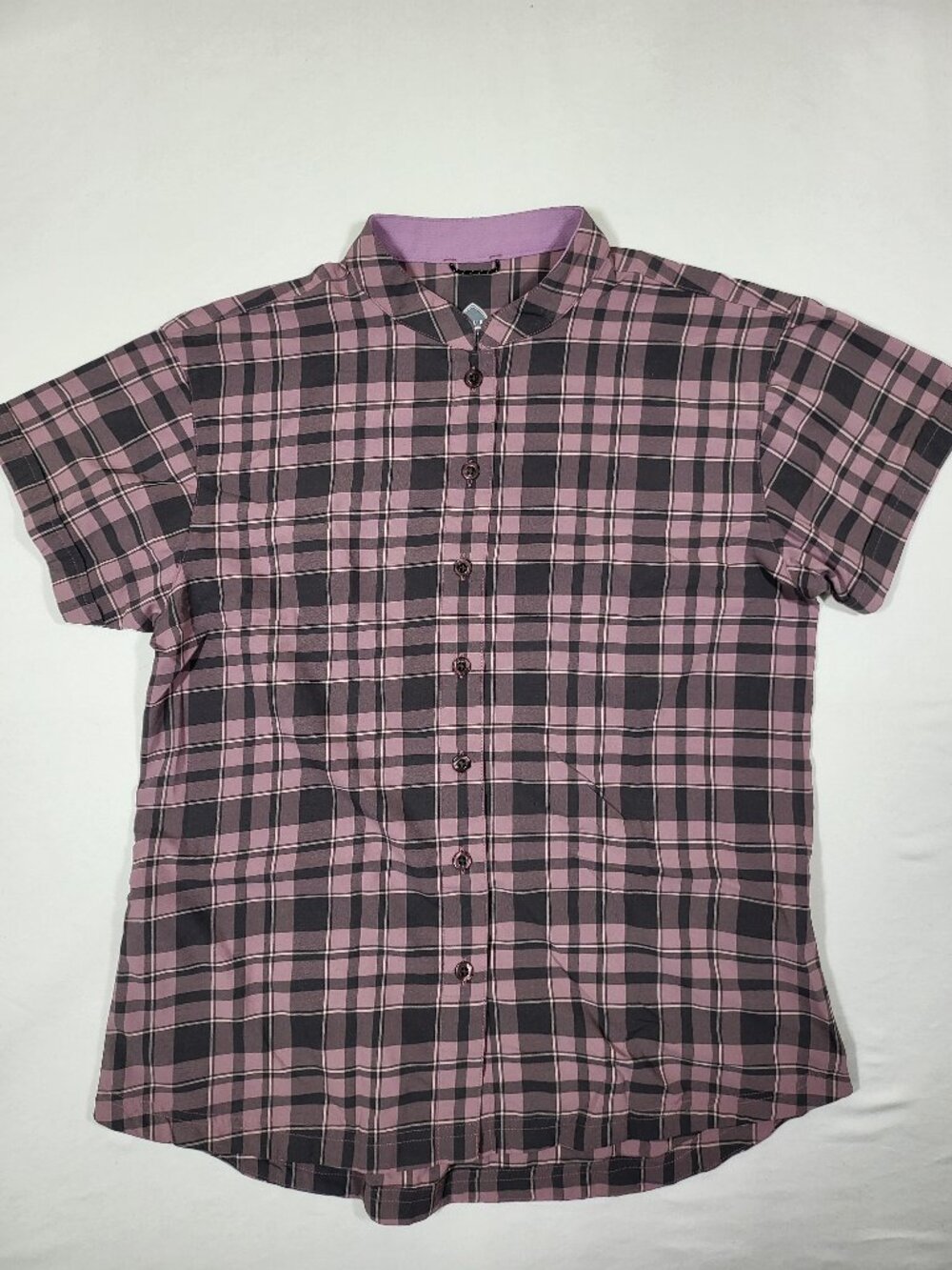 Club Ride Women Medium Purple Plaid Short Sleeve Cycling Shirt Mountain Bike MTB
